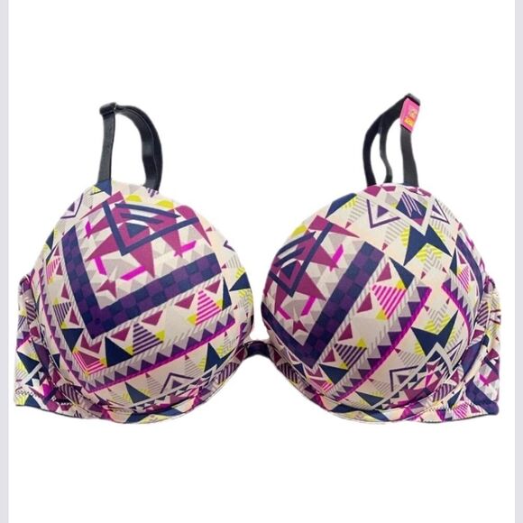 Victoria’s Secret Pink Super Push Up Bombshell padded bra multicolor 32DD - Picture 2 of 5